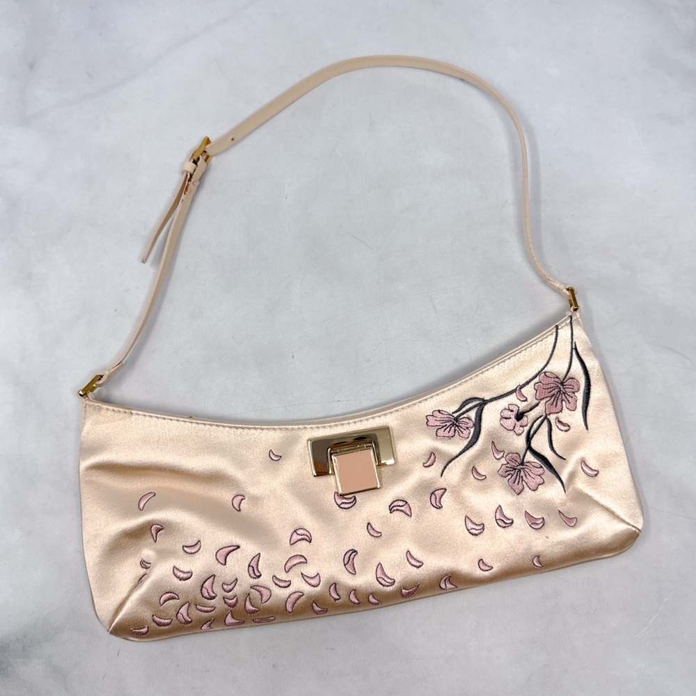Giuseppe Zanotti Rare Vintage Y2K Silk Floral Embroidered Small Shoulder Purse